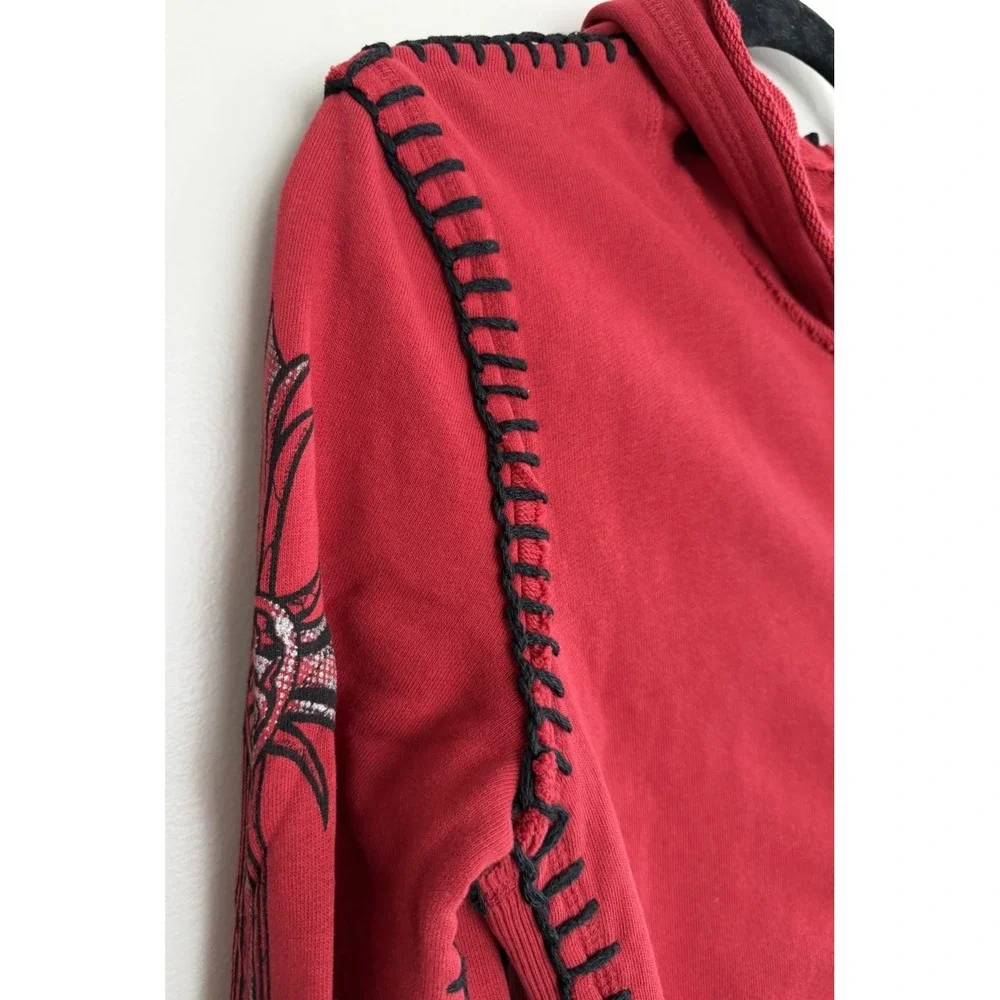 Sinful by Affliction Y2K Hoodie Cyber Grunge Goth Red Women's Size Small - Picture 8 of 10